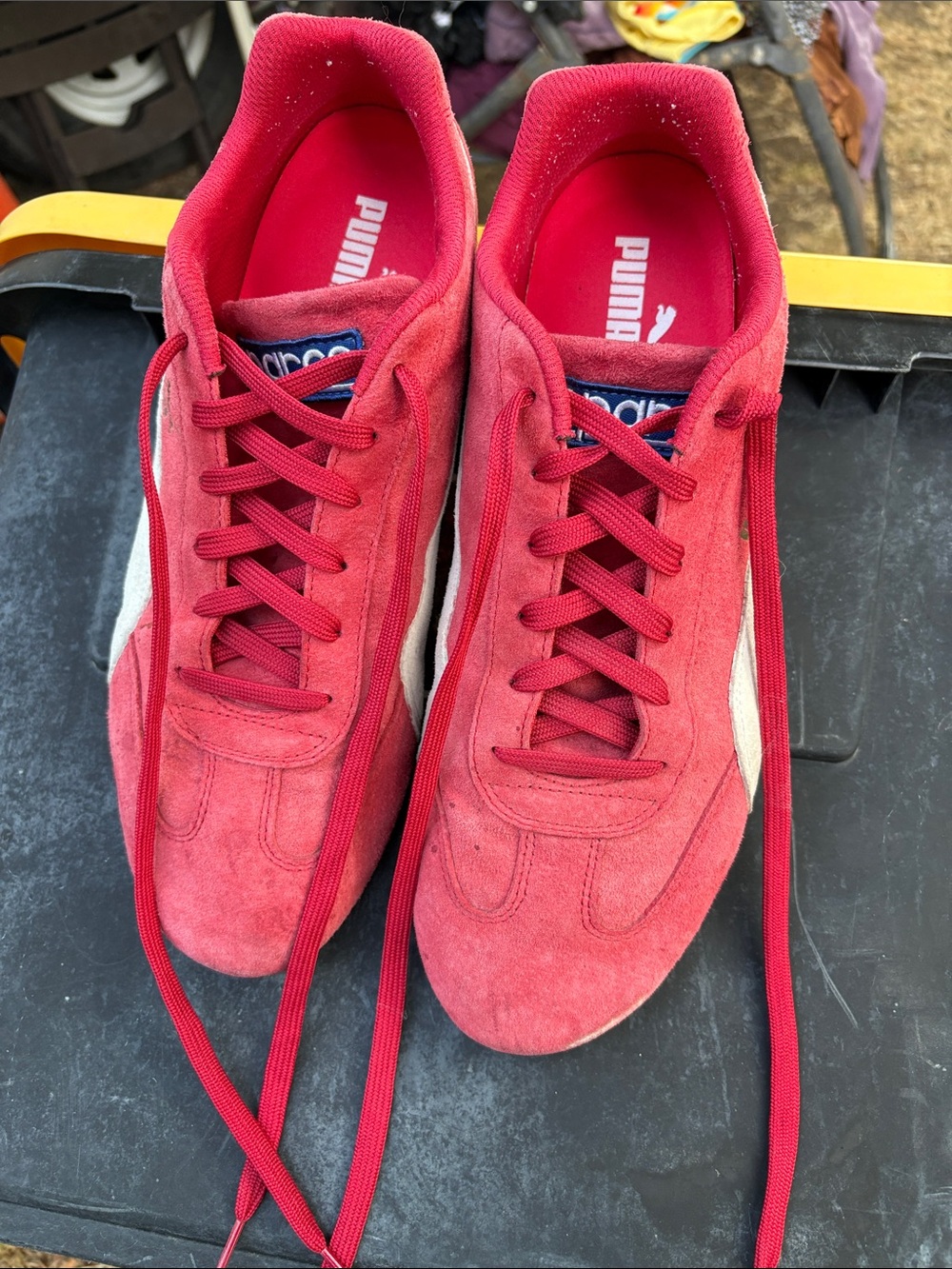 Puma Red Suede Sneakers with White Formstrip